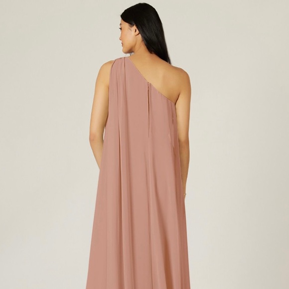 Azazie One Shoulder Dress in champagne rose - Picture 5 of 10